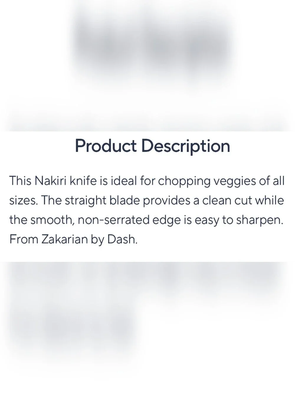 Zakarian by Dash 7" Full Tang Nakiri Knife - Cool Grey. New In Original Box. - Picture 8 of 8